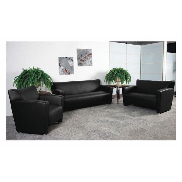 Flash Furniture Living Room Set, 30" x 31-1/4", Upholstery Color: Black - 222-SET-BK-GG