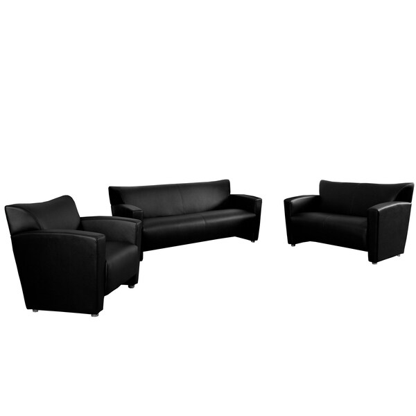 Flash Furniture Living Room Set, 30" x 31-1/4", Upholstery Color: Black - 222-SET-BK-GG