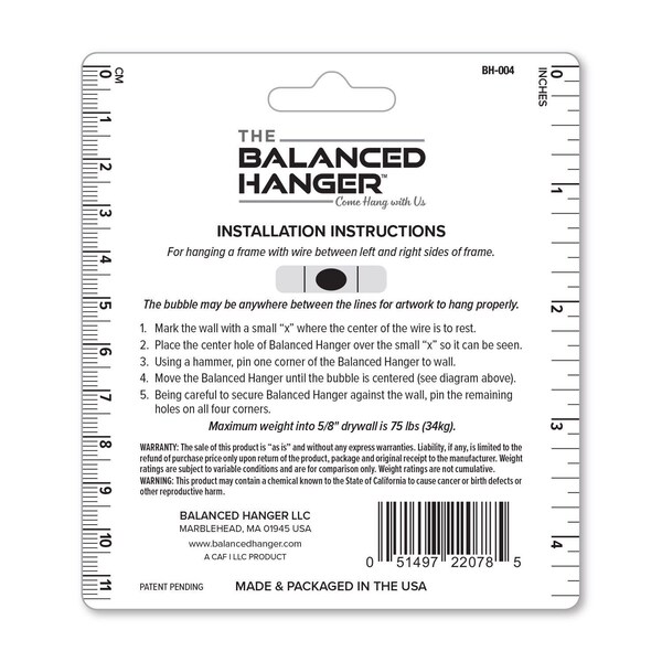 Balanced Hanger Balanced Hanger Always Level Metallic Silver Heavy Duty Mirror/Picture Hanging Kit 75 lb 1 pk - 62304