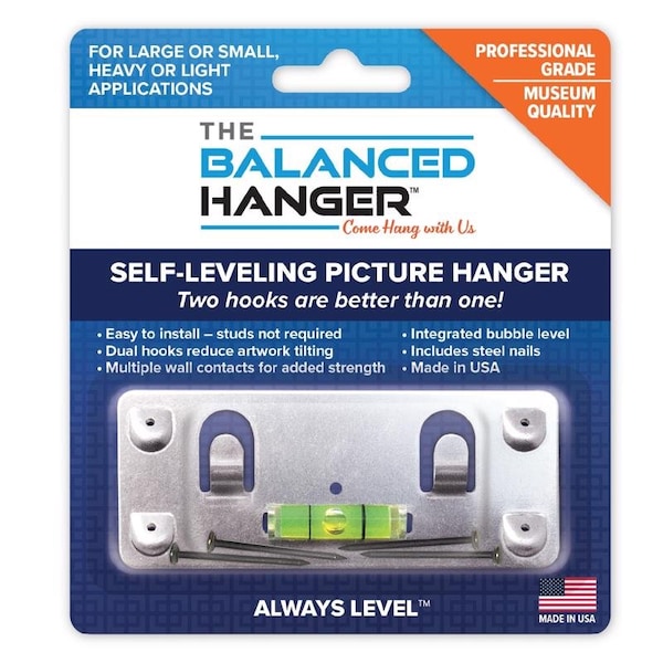 Balanced Hanger Balanced Hanger Always Level Metallic Silver Heavy Duty Mirror/Picture Hanging Kit 75 lb 1 pk - 62304
