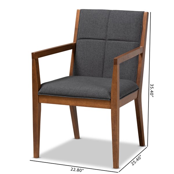 Baxton Studio Theresa Grey Upholstered and Walnut Wood 2-PC Living Room Chair Set - 164-10482