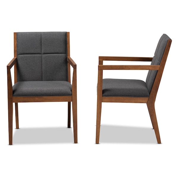 Baxton Studio Theresa Grey Upholstered and Walnut Wood 2-PC Living Room Chair Set - 164-10482