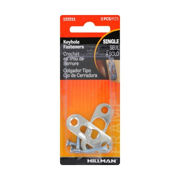 Hillman HILLMAN Steel-Plated Silver Keyhole Picture Hanger 20 lb 2 pk - 122211