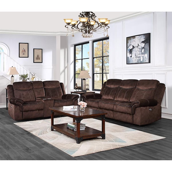 Global Furniture Usa Domino Coffee Power Reclining Sofa/Power Console Reclining Loveseat With Power Switch - 4547
