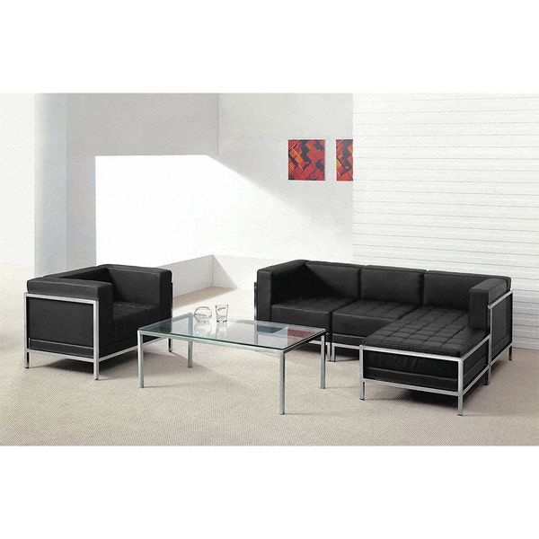 Flash Furniture 5 pcs. Black Leather Reception Set, Imagination Series, Number of Compartments: 4 - ZB-IMAG-SET12-GG