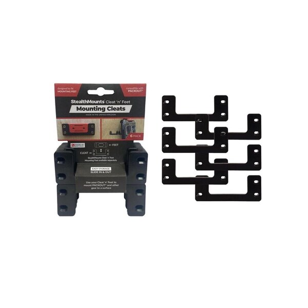Stealthmounts Cleat n' Feet Mounting Cleats Compatible with Milwaukee PACKOUT Black, 6PK - OM-CL-BLK-6