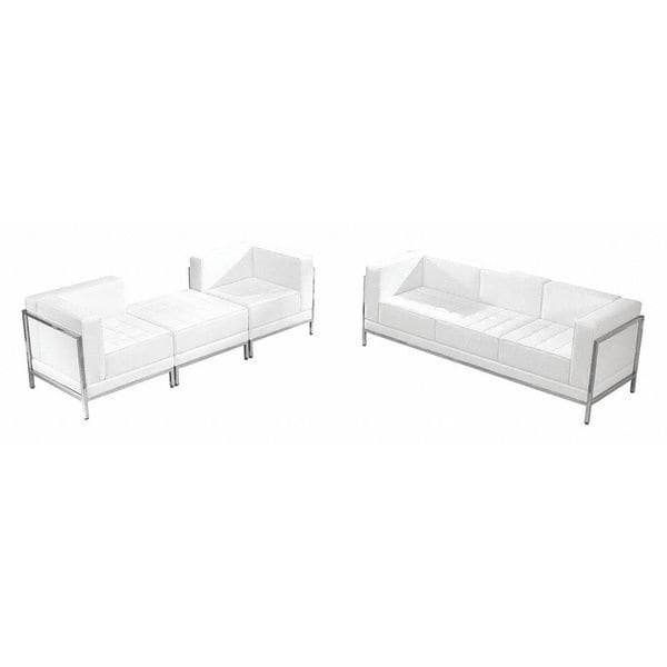 Flash Furniture 4 pcs. White Leather Reception Set, Imagination Series - ZB-IMAG-SET15-WH-GG