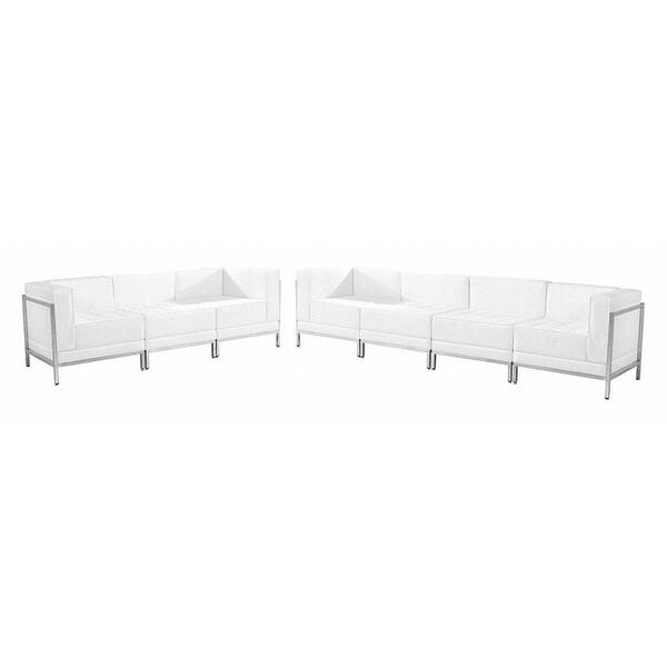 Flash Furniture 5 pcs. White Leather Reception Set, Imagination Series, Overall Height: 27-1/4 - ZB-IMAG-SET17-WH-GG
