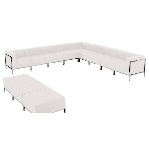 Flash Furniture 12 pcs. White Leather Reception Set, Imagination Series - ZB-IMAG-SET18-WH-GG