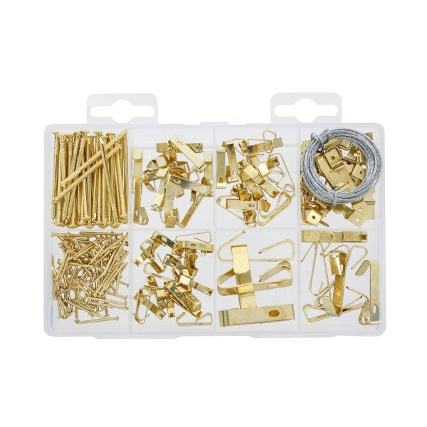 Hillman HILLMAN Brass-Plated Silver Assorted Picture Hanging Set 50 lb 206 pk - 130251