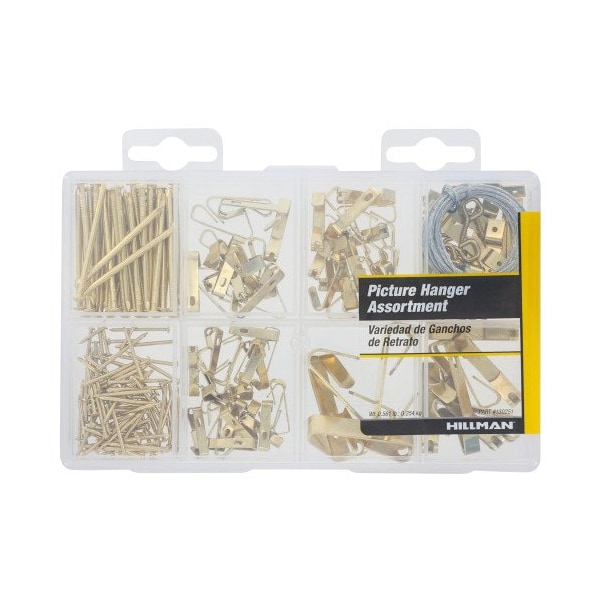 Hillman HILLMAN Brass-Plated Silver Assorted Picture Hanging Set 50 lb 206 pk - 130251