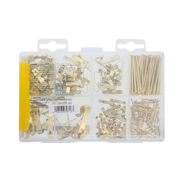 Hillman HILLMAN Brass-Plated Silver Assorted Picture Hanging Set 50 lb 206 pk - 130251