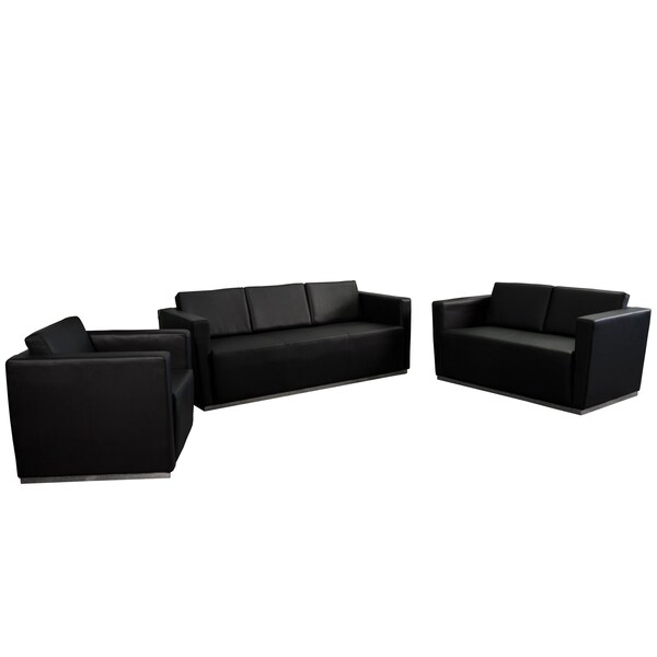 Flash Furniture Living Room Set, 32" x 31", Upholstery Color: Black - ZB-TRINITY-8094-SET-BK-GG