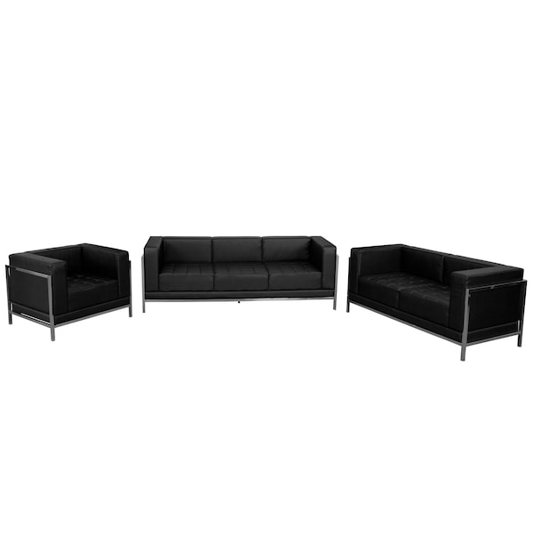 Flash Furniture 3 pcs. Living Room Set, Upholsery Color: Black, Series: Imagination - ZB-IMAG-SET1-GG