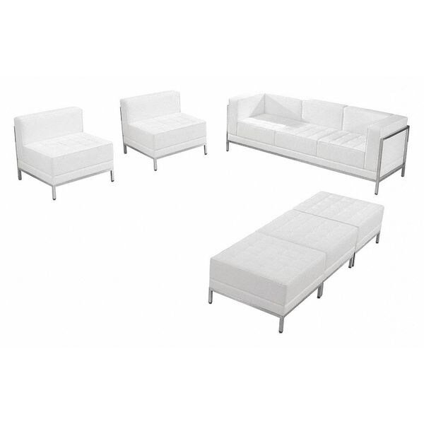 Flash Furniture 6 pcs. Living Room Set, Upholstery Color: White - ZB-IMAG-SET20-WH-GG
