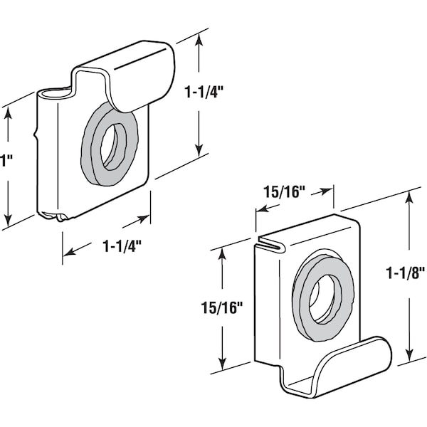 Prime-Line Mirror Hanger Clip Set, For 1/4 in. Thick Glass, Stamped Steel, Chrome - U 10246