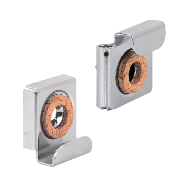 Prime-Line Mirror Hanger Clip Set, For 1/4 in. Thick Glass, Stamped Steel, Chrome - U 10246