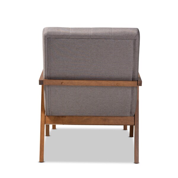 Baxton Studio Naeva Upholstered Walnut Finished Wood 2-PC Armchair and Footstool Set - 160-9945-9946