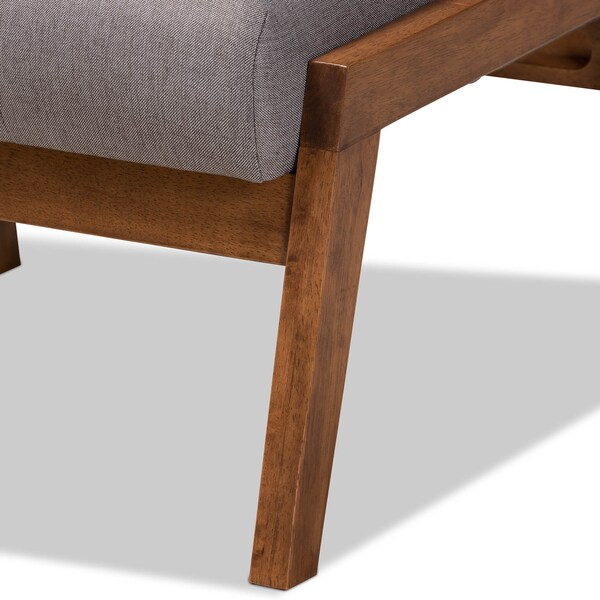 Baxton Studio Naeva Upholstered Walnut Finished Wood 2-PC Armchair and Footstool Set - 160-9945-9946