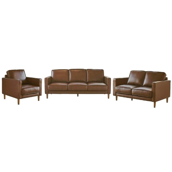 Sunset Trading Prelude Top Grain Leather Living Room Set Chestnut - 3 Piece - SU-PR15070-86-E3P