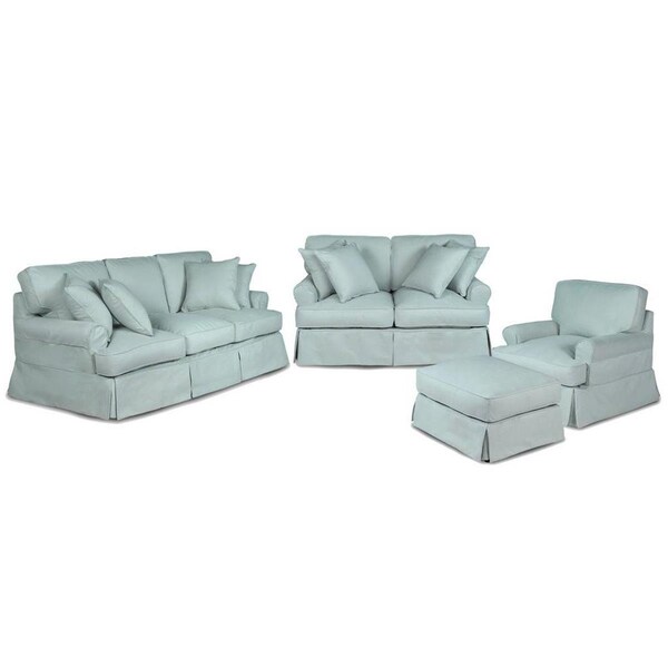 Fine-Line Horizon Slipcovered Living Room Set Ocean Blue - Fabric - 4 Piece - FI3211470