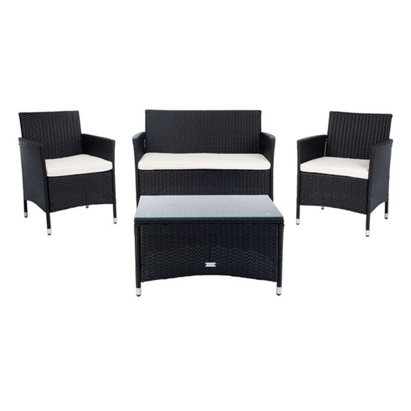 Safavieh Bandele Living Set; Black & Beige - 4 Piece - PAT7506A