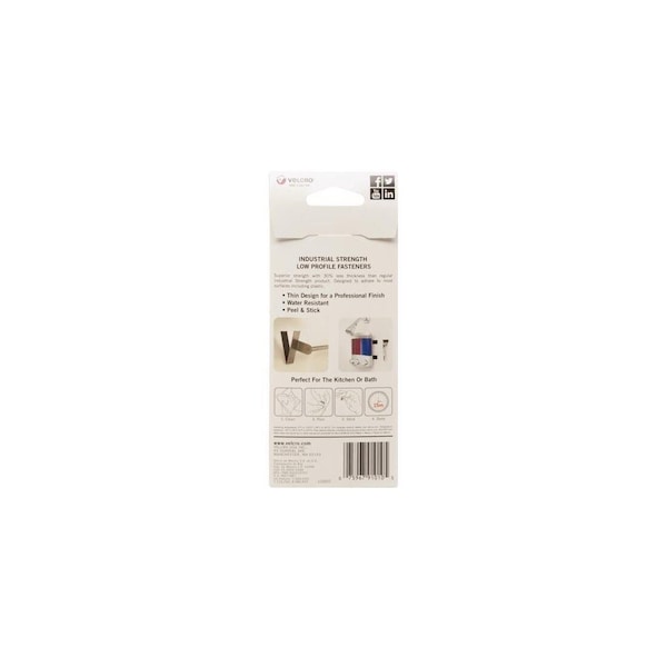 Velcro Brand Hook and Loop Fastener Heavy Duty Low Profile Small Nylon 1in L White, 10PK - 91010