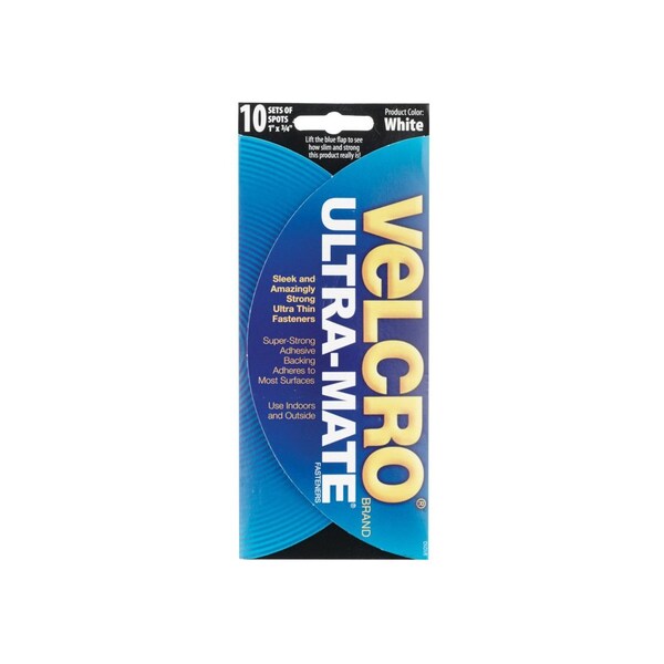 Velcro Brand Hook and Loop Fastener Heavy Duty Low Profile Small Nylon 1in L White, 10PK - 91010