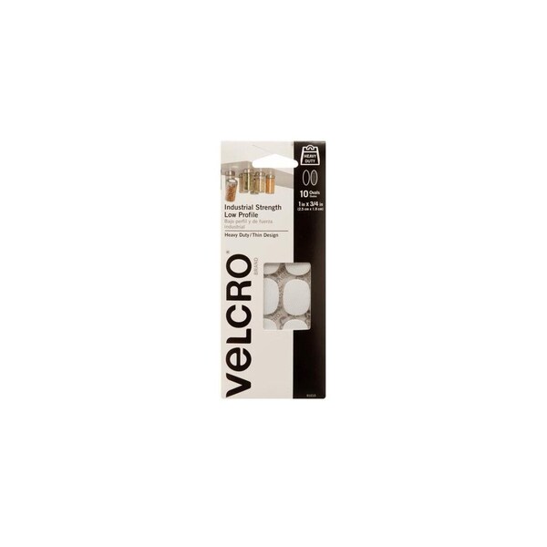 Velcro Brand Hook and Loop Fastener Heavy Duty Low Profile Small Nylon 1in L White, 10PK - 91010