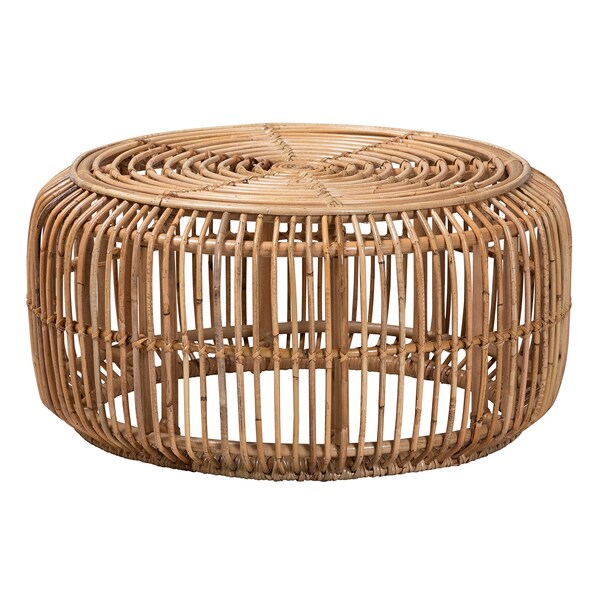 Baxton Studio Aliane Modern Bohemian Natural Brown Antique Rattan 4Piece Living Room Set - 219-12700-12701-12702-ZORO