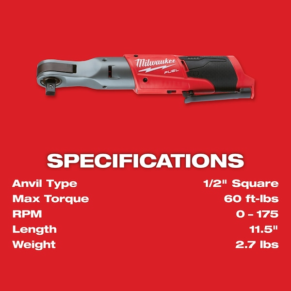 Milwaukee Tool M12 FUEL 1/2" Ratchet 2 Battery Kit - 2558-22