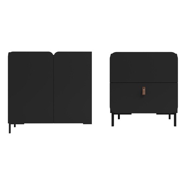 Manhattan Comfort Bogardus 2-Piece Living Room Set in Black - 2-3189AMC153