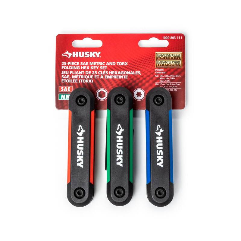Juego de llaves hexagonales plegables Husky SAE/Métricas con juego de puntas Torx de bono (3 piezas) - HFHK3PCSET