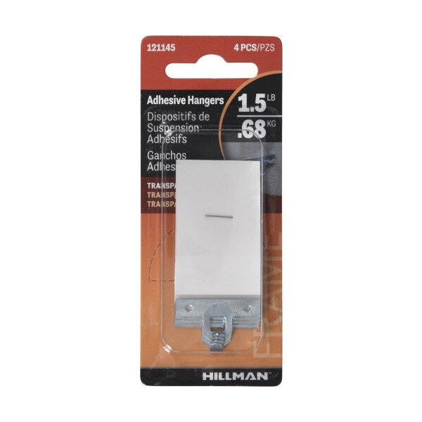Hillman HILLMAN Transparent Adhesive Hangers 1-1/2 lb 4 pk - 121145