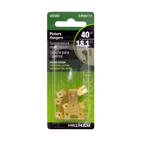 Hillman HILLMAN Brass-Plated Gold Professional Picture Hanger 40 lb 3 pk - 122194
