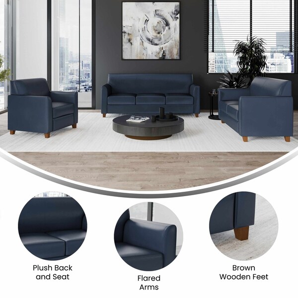 Flash Furniture HERCULES Diplomat Series Reception Set in Navy LeatherSoft - BT-827-SET-NVY-GG