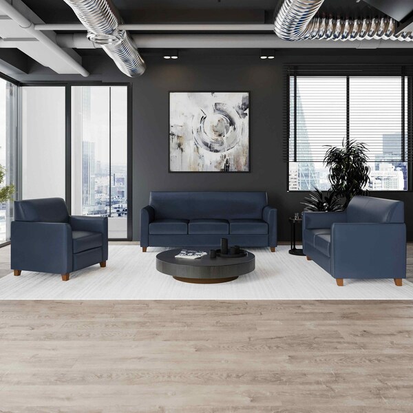 Flash Furniture HERCULES Diplomat Series Reception Set in Navy LeatherSoft - BT-827-SET-NVY-GG