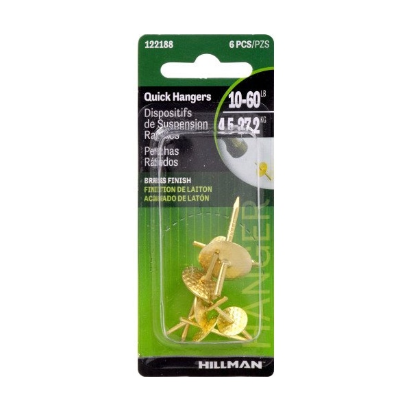 Hillman HILLMAN Brass-Plated Assorted Quick Hanger 10 lb 6 pk - 122188