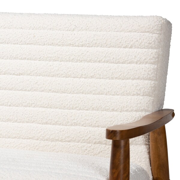 Baxton Studio Stratton Mid-Century Modern Cream Boucle and Walnut Brown Finished Wood 3-Piece Living Room Set - 228-12960-12961-12962-ZORO