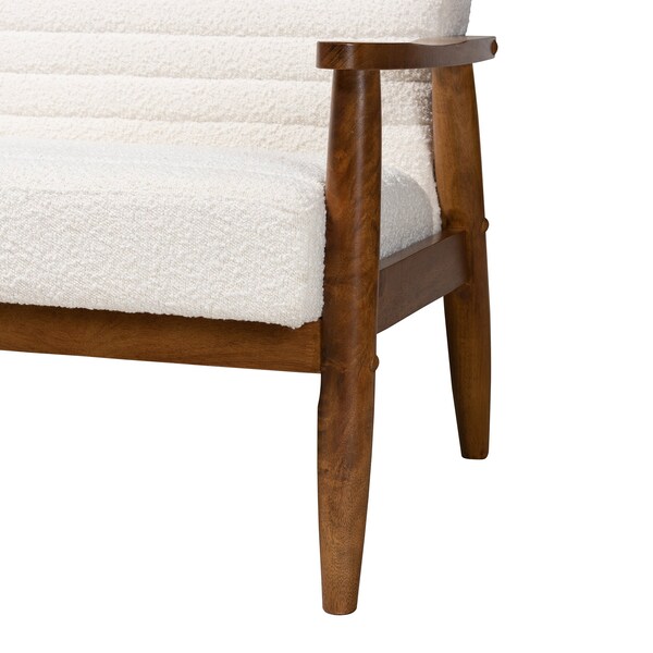 Baxton Studio Stratton Mid-Century Modern Cream Boucle and Walnut Brown Finished Wood 3-Piece Living Room Set - 228-12960-12961-12962-ZORO