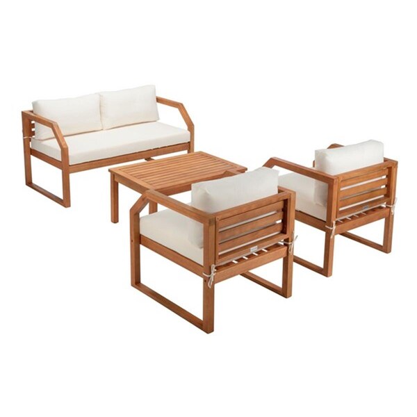 Safavieh Dren Living Set; Natural & Beige - 4 Piece - PAT7067A