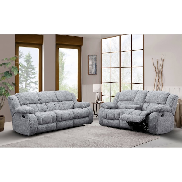 Global Furniture Usa Transitional Zaftig Fabric U250 Grey Reclining Sofa/Console Reclining Loveseat - 4639