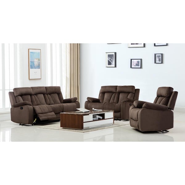 Kd Estanteria Modern Fabric Sofa Set, Brown - 120 in. - KD3088399