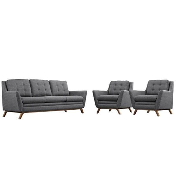 Modway Furniture Beguile 3 Piece Fabric Living Room Sofa Set, Gray - 36 x 36 x 34.5 in. - EEI-2184-DOR-SET