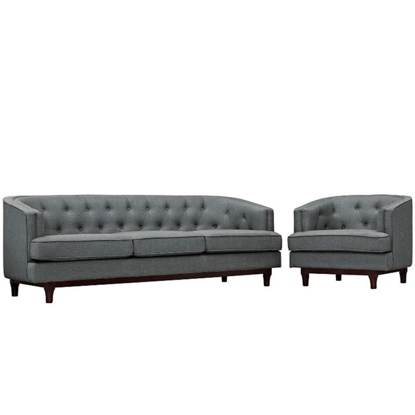 Modway Furniture Coast Living Room Sofa Set, Gray - Set of 2 - EEI-2450-GRY-SET