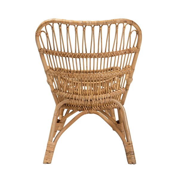 Baxton Studio Earvin Modern Bohemian Natural Brown Rattan 2Piece Armchair and Footstool Set - 224-12707-12708-ZORO