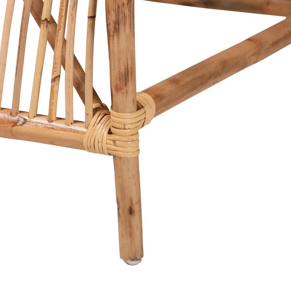 Baxton Studio Lamaria Modern Bohmenian Natural Brown Antique Rattan 2Piece Chair and Footstool Set - 219-12715-12716-ZORO