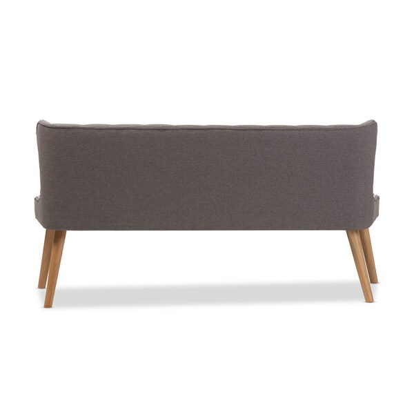 Baxton Studio Melody Grey and Natural Wood Finishing 3-Seater Settee Bench - 131-7103