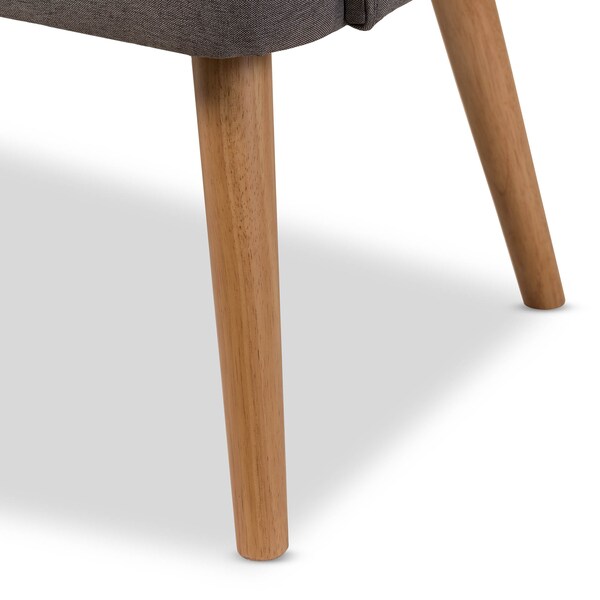 Baxton Studio Melody Grey and Natural Wood Finishing 3-Seater Settee Bench - 131-7103