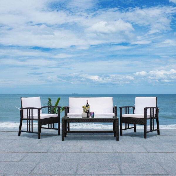 Safavieh Reslor Living Set, Black & White - 4 Piece - PAT7713A